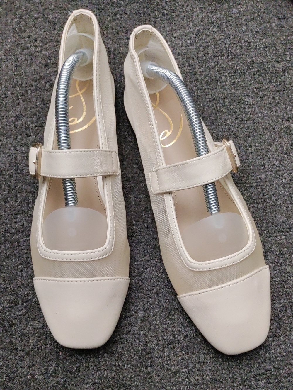 Sam Edelman Cream Mary Jane Flats with Buckle Strap